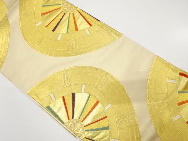 JAPANESE KIMONO / ANTIQUE FUKURO OBI / SILK / WOVEN WHEELS